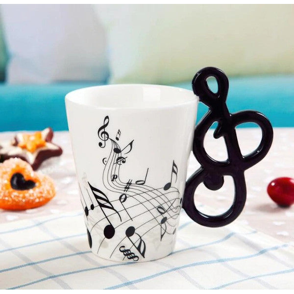 Novelty Guitar Ceramic Mug - Perfect Gift for Musicians | Ceramic Guitar Cup with Musical Notes