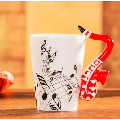 Novelty Guitar Ceramic Mug - Perfect Gift for Musicians | Ceramic Guitar Cup with Musical Notes