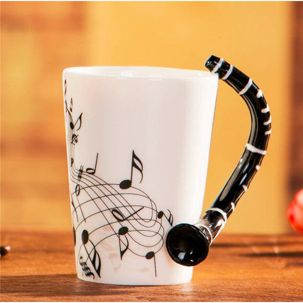 Novelty Guitar Ceramic Mug - Perfect Gift for Musicians | Ceramic Guitar Cup with Musical Notes