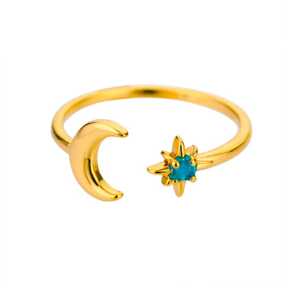 Dainty Sun And Moon Gold Ring