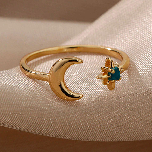 Dainty Sun And Moon Gold Ring