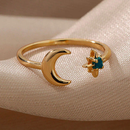 Dainty Sun And Moon Gold Ring