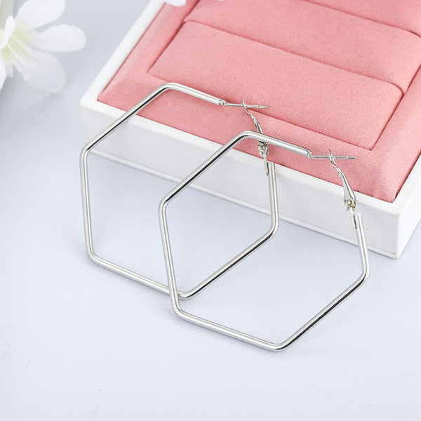 Zinc Alloy Hexagon Hoop Earring