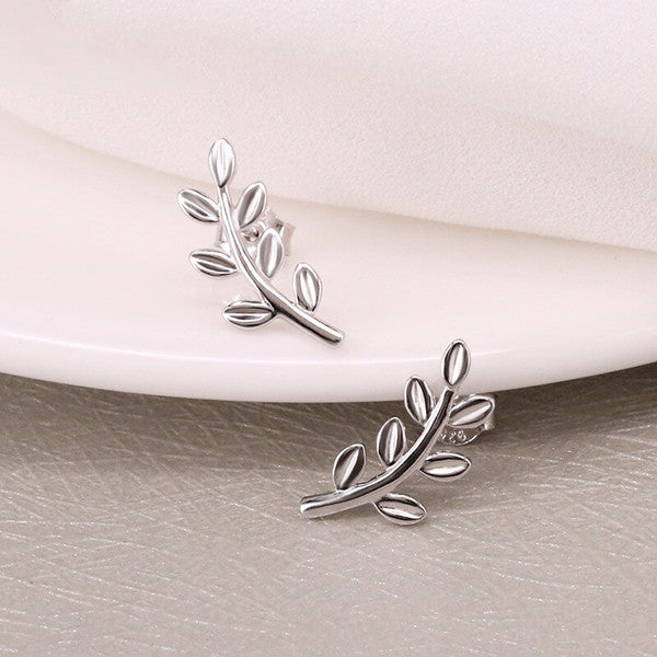 Curvy Leaf Branch Stud Earring