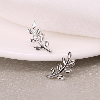 Curvy Leaf Branch Stud Earring
