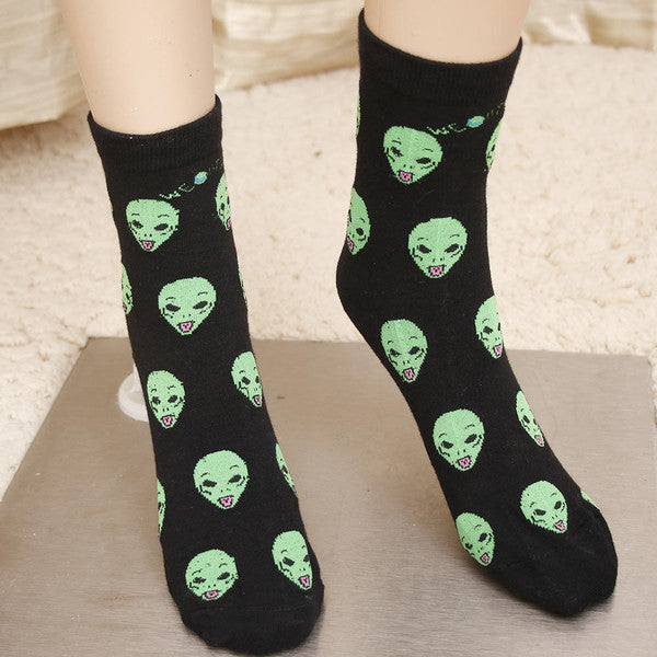 Unisex Space Alien Socks