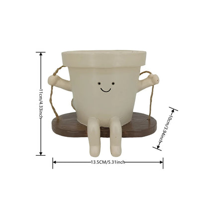 Resin Swing Face Planter: Wall Flowerpot for Succulents & Plants
