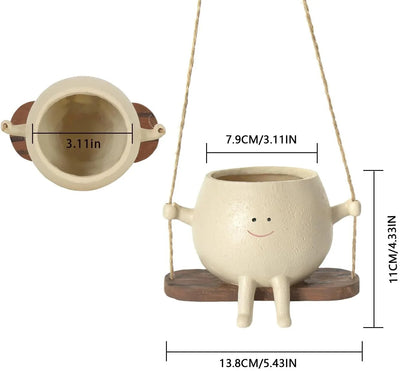 Resin Swing Face Planter: Wall Flowerpot for Succulents & Plants