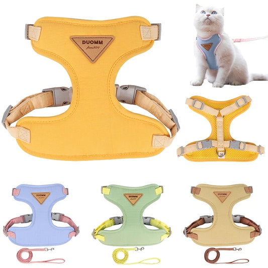 Adjustable Escape-Proof Cat Dog Harness with Leash - Small Pets Vest for Chihuahusa