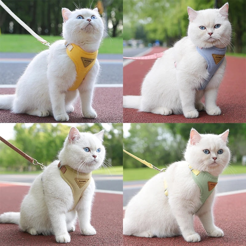 Adjustable Escape-Proof Cat Dog Harness with Leash - Small Pets Vest for Chihuahusa