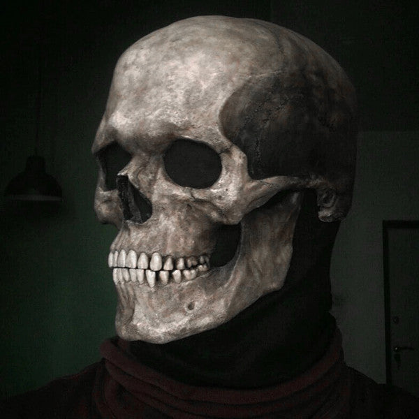 Realistic Human Skull Mask with Moving Jaw – Perfect Halloween Gift