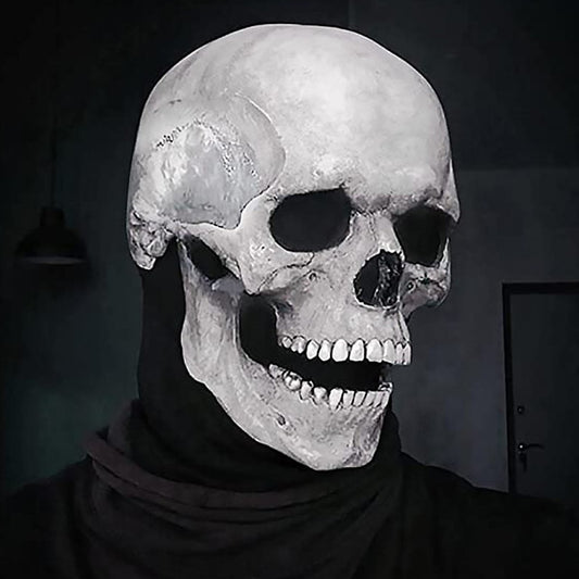 Realistic Human Skull Mask with Moving Jaw – Perfect Halloween Gift