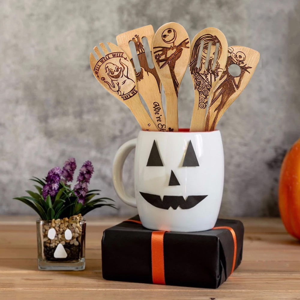 5 Piece Halloween Wooden Spoon Seta