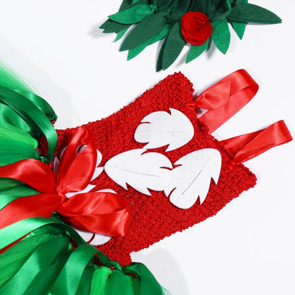 Red Green Hawaiian Girl Dress for Kids Tropical Aloha Style Party Costumes Bohemian Island Holiday Outfit Beach Fancy Tutus
