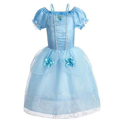 Girls Elsa Anna Dress Children Princess Carnival Dress Kids Jasmine Rapunzel Pageant Flower Disguise Cosplay Christmas Costume