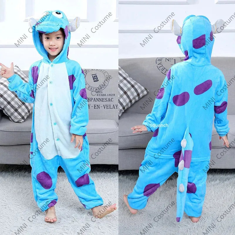 Monster Mike Cosplay Kigurumi Children Kid'S Sully Costumes Funny Halloween Jumpsuit Boys Girls Pajamas Flannel Suit 2025