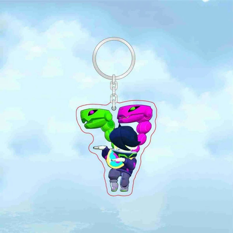 Leon Spike Brawl Stars Themed Anime Figures Keychain Crow Key Rings Game Birthday Decoration Disposable Collectible