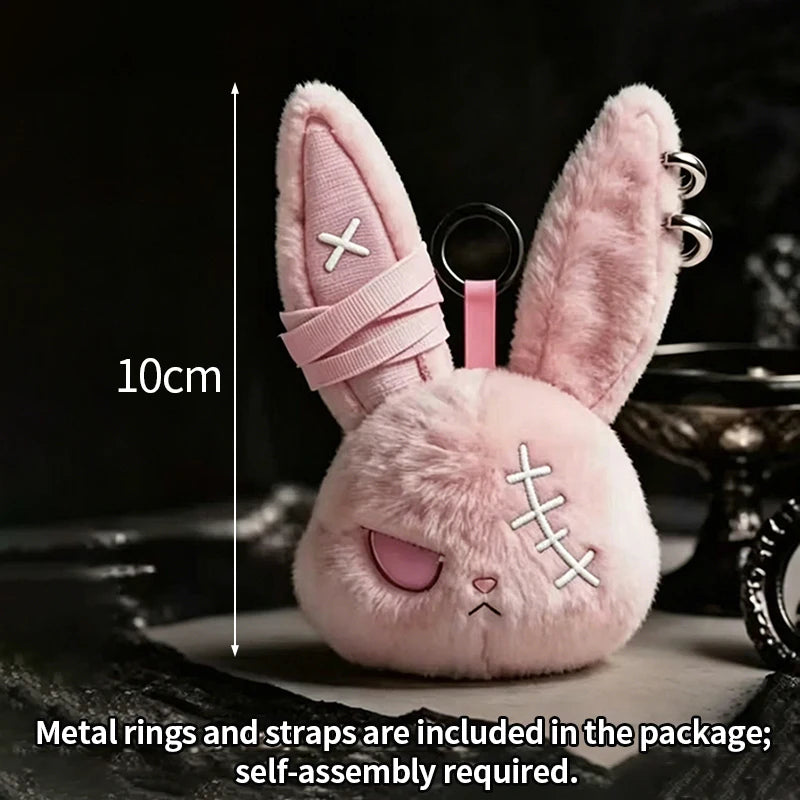 Horror Bunny Keychains Dark Rabbit Keyring Cute Bunny Keychain for Bag Charm Accessories Halloween Birthday Gifts