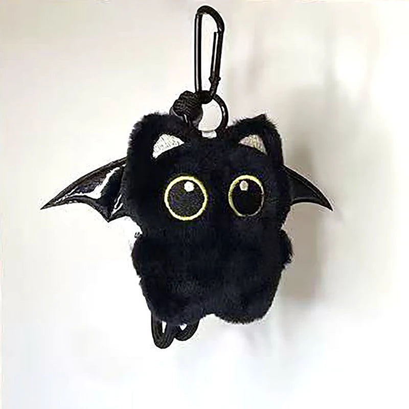 Halloween Plush Keychains Cute Black Cat Plush Keychains Keyrings for Backpack Bag Charms Kawaii Cat Key Chains Party Favors