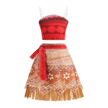 Disney New Movie Moana Ocean Adventure Dress Halloween Cosplay Girls Dress Costume Dress Up Vaiana Princess Clothes
