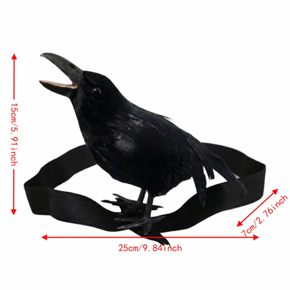 Realistic Halloween Simulation Crow with Shoulder Strap Adjustable Lifelike Crow High Quality Black Feather Cosplay Costume