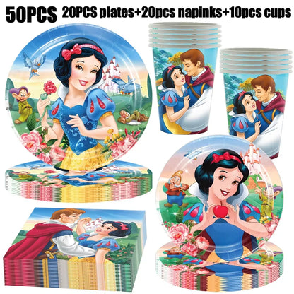 Snow White Theme Birthday Children's Party Decoration Party Disposable Tableware Supplies Balloon Atmosphere  Decor Baby Shower