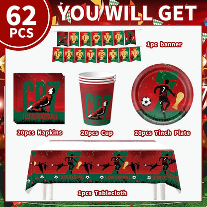 Soccer Birthday Party Supplies Football Theme  Birthday Party Decoration Cotillon Birthday CR7 Soccer Plate Cups Balloons Supply