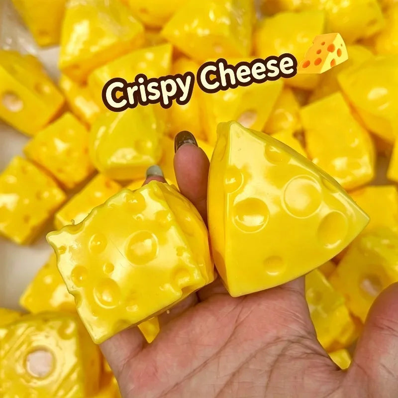 Squishy Crunchy Cheese Stress Ball Squeeze Toy Simulation Crispy Cheese Ball Fidget Toy Round Blocks Filled ASMR Anti Stress Toy