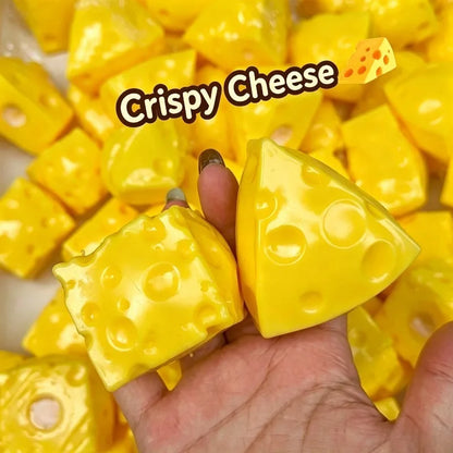 Squishy Crunchy Cheese Stress Ball Squeeze Toy Simulation Crispy Cheese Ball Fidget Toy Round Blocks Filled ASMR Anti Stress Toy
