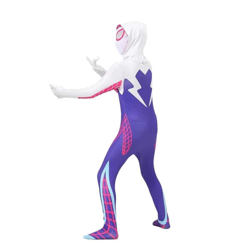 Adult Kids Gwen Stacy Spider Costume Gwenstacy Cosplay Superhero ReBodysuit Red Jumpsuit Women Girls Christmas Clothes Halloween