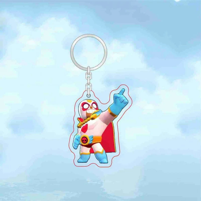 Leon Spike Brawl Stars Themed Anime Figures Keychain Crow Key Rings Game Birthday Decoration Disposable Collectible