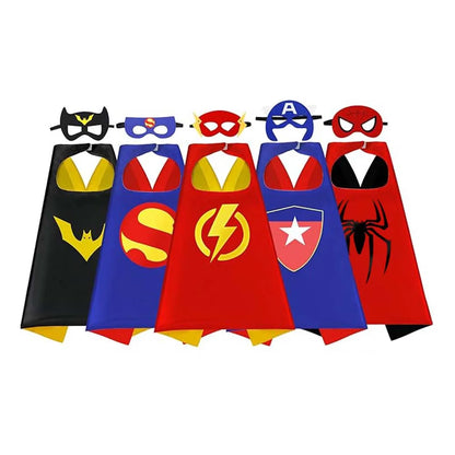 5 sets Cosplay Superhero Capes  for Kids 3-10 years old Halloween Costume Cosplay Festival Party Supplies Favors boy Dress Up