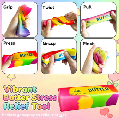 1/6PCS Rainbow Butter Squishy Toys Slow Rising Anxiety Stress Relief Fidget Toys Squeeze Butter Stick Sensory Toy Party Favors