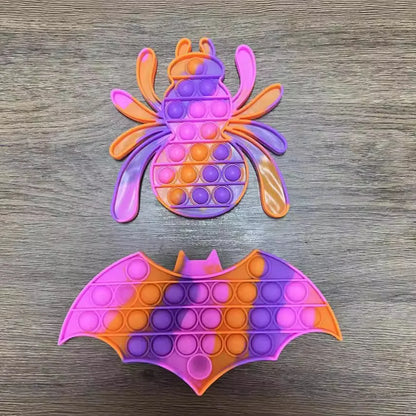 Halloween Super Big Pop Keychain Bat Pumpkin Ghost Spider Fidget Toy for Kids Stress Relief Educational Toy Birthday Party Favor