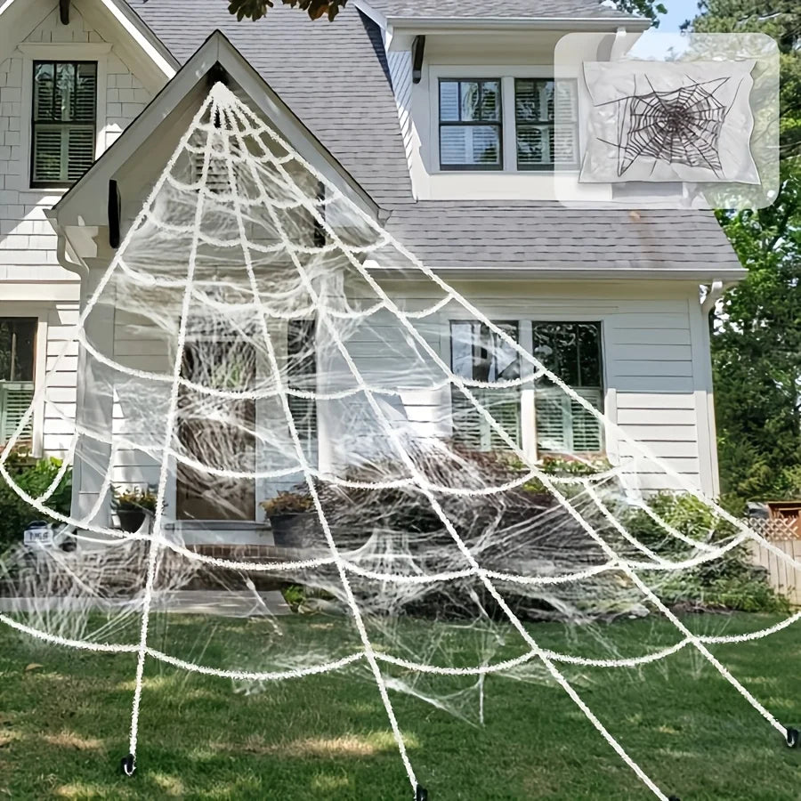 1pc Giant Spider Web Halloween Decoration Outdoor Courtyard and Lawn Spider Web Terror Courtyard Decoration Design