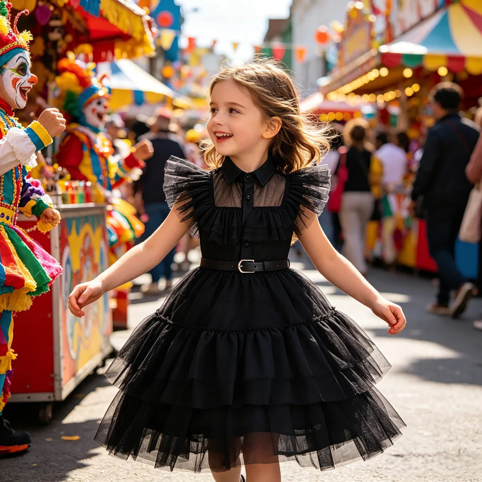 Kids School Ball Gown Girls Halloween Carnival Princess Cosplay Costumes Summer Dresses Child Birthday Party Dress Baby Clothes
