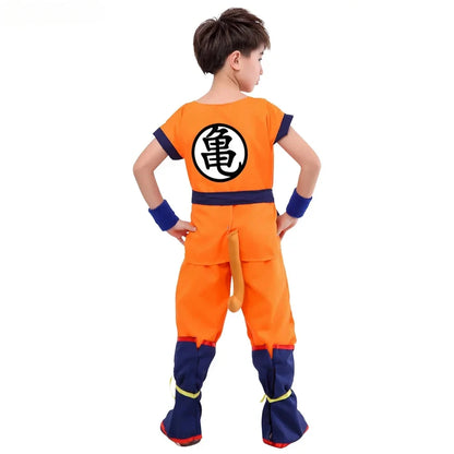 Kids Anime Son Goku Cosplay Costumes Krillin Training Clothes Superhero Outfits with Super Saiyan Wig Comic Con Party Costume