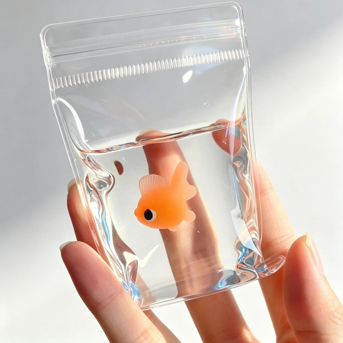Handheld Relax Novelty Accessory Gift Cute Goldfish Squeeze Squishy Toy Soft TPR Pinch Gadget Transparent Bag Stress Relief