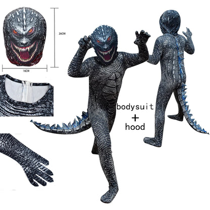 Halloween Costume Boys Cosplay G-Godzillae VS K-Kong Anime Clothes for Kids Dinosaur Gorilla Jumpsuit + Headgear Christmas Gifts
