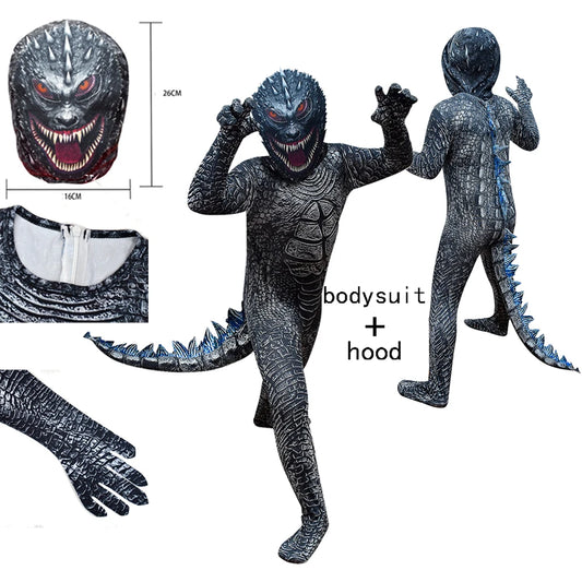 Halloween Costume Boys Cosplay G-Godzillae VS K-Kong Anime Clothes for Kids Dinosaur Gorilla Jumpsuit + Headgear Christmas Gifts