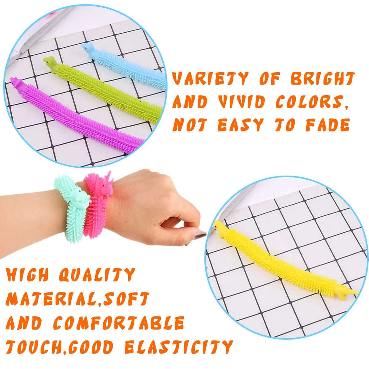 20/40/60 Pack Stretchy String Fidget Toys,Dinosaur Sensory Noodle Strings,Textured Stretchy String for Kids Adults Stress Relief