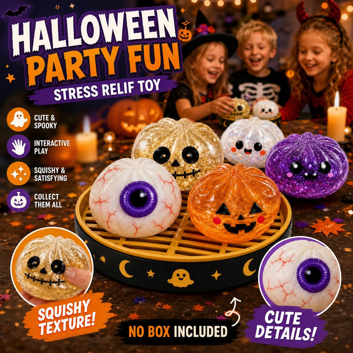Children Halloween Squeeze Fidget Toys Pumpkin Blow Bubbles Stress Relief Anti-stress Toys for Kids Adult Christmas Gifts