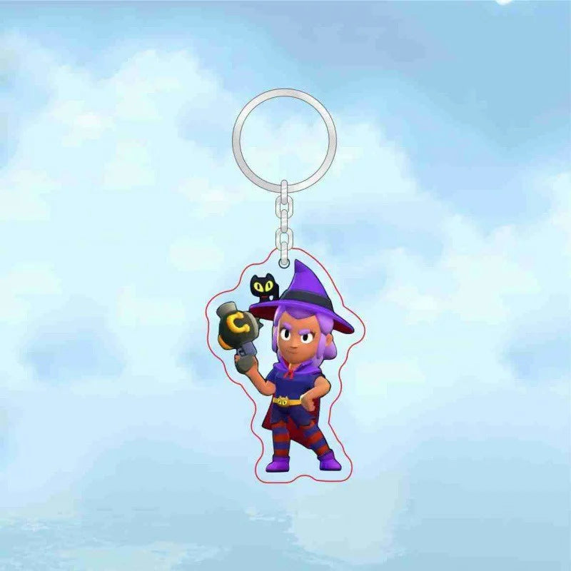 Leon Spike Brawl Stars Themed Anime Figures Keychain Crow Key Rings Game Birthday Decoration Disposable Collectible