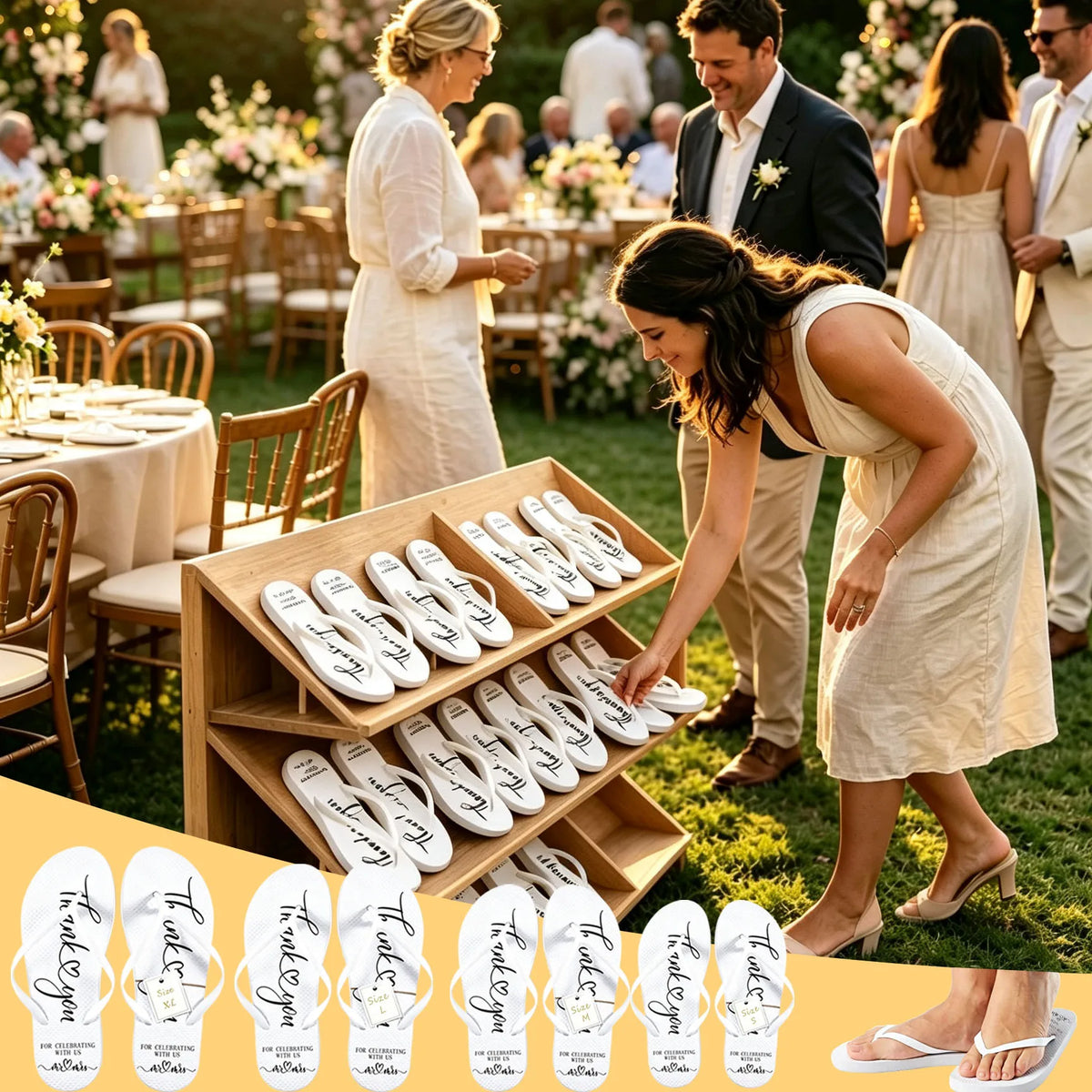 6-48Pairs Flip Flops for Wedding Wedding Slippers with Size Cards and Bags Wedding Favors for Guests Bachelorette Beach Pool
