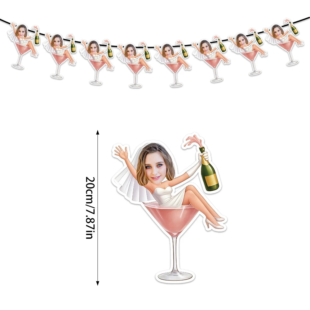 Custom Face Banner, Personalized Face Garland with Your Photo, Funny Bachelorette Party Decorations, Birthday Decor Gifts