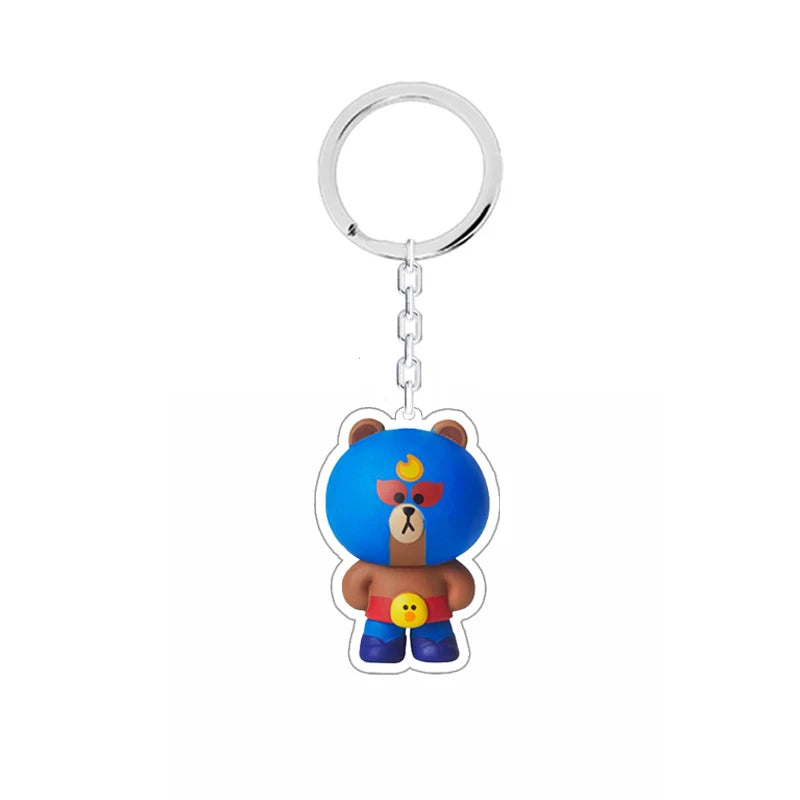 Leon Spike Brawl Stars Themed Anime Figures Keychain Crow Key Rings Game Birthday Decoration Disposable Collectible
