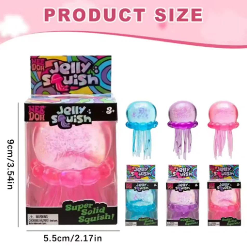 Safe & Odorless Jellyfish Squishy Toy, Soft Transparent Squeeze Fidget Toy, Stress Relief Sensory ToyS for Kids Adults Gifts