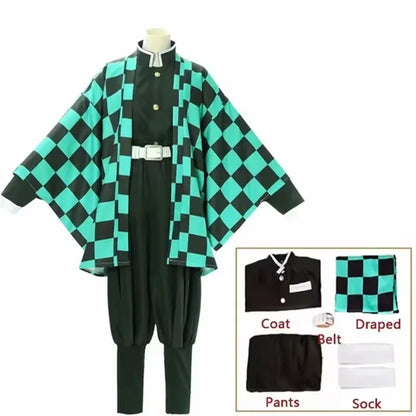 Anime Kamado Cosplay Cosplay Costume Wig Mask Kimono Coat Halloween Uniform Adult Children