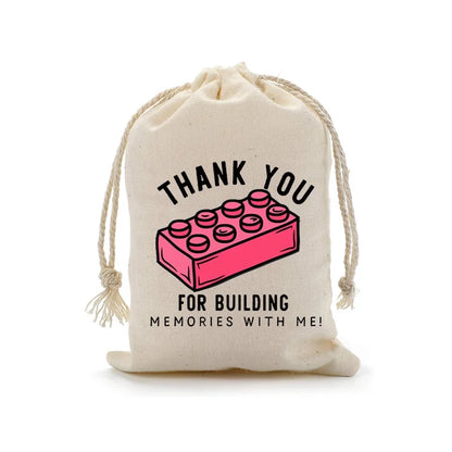 5pcs Thank You for Building Memories with Me Bags Boy Girl 5th 6th 7th 8th Brick or Blocks Birthday Party Decoration Gift