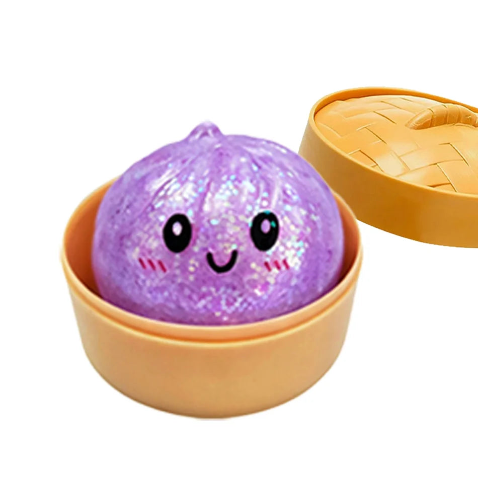 1-24pcs Glitter Dumpling Glitter Dumpling Squishy with Box Dumplings Sensory Squeeze Toy for Stress Relief Toys